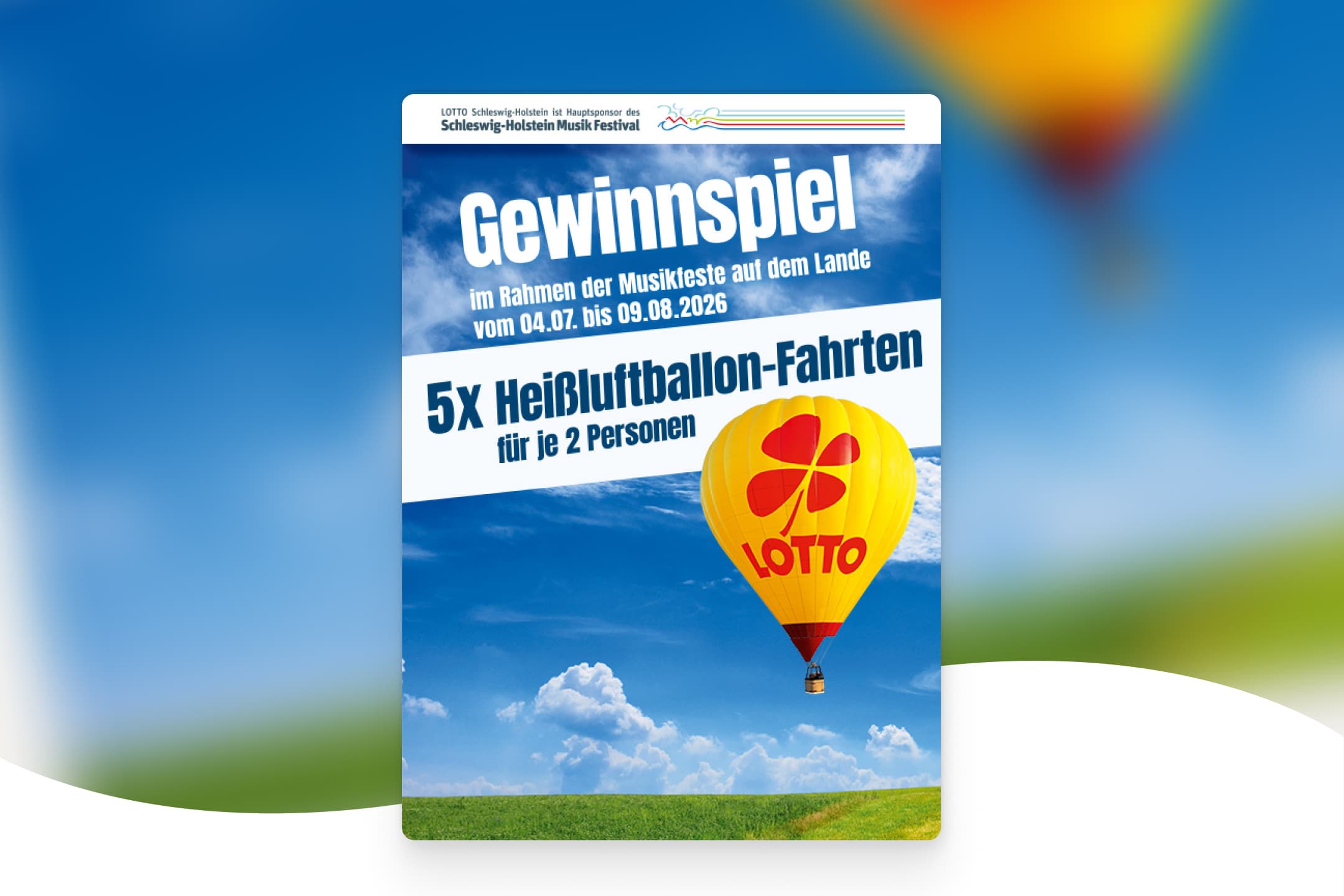 Werbebanner für SHMF Gewinnspiel 5 x Heißluftballonfahrt für je 2 Personen