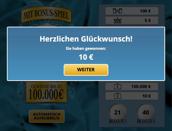 Magic Pearl Bonus Gewinnanzeige