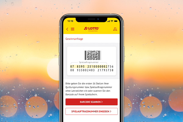 Anzeige des Gewinnchecks in der App