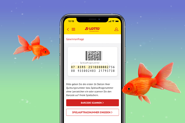 Anzeige des Gewinnchecks in der App